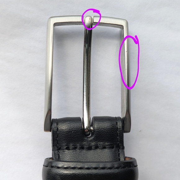 2 Men's Leather Dress Belts 40 42 Black Silver Buckle Oxblood Gold Nordstrom - Picture 7 of 17